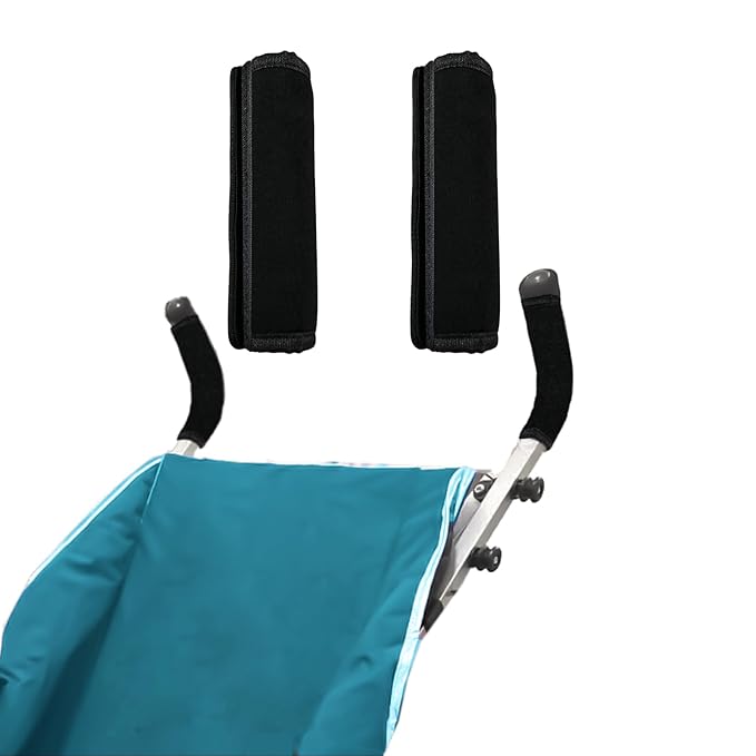 2 Pack 6.3 ×5.51in Armrest Handle Cover, Universal Pushchair Protector Handlebar Sleeve Bumper Dust Proof Handle Accessories Removable Fabric Pushchair Case Grip Bar Replacement Arm Covers(Black)