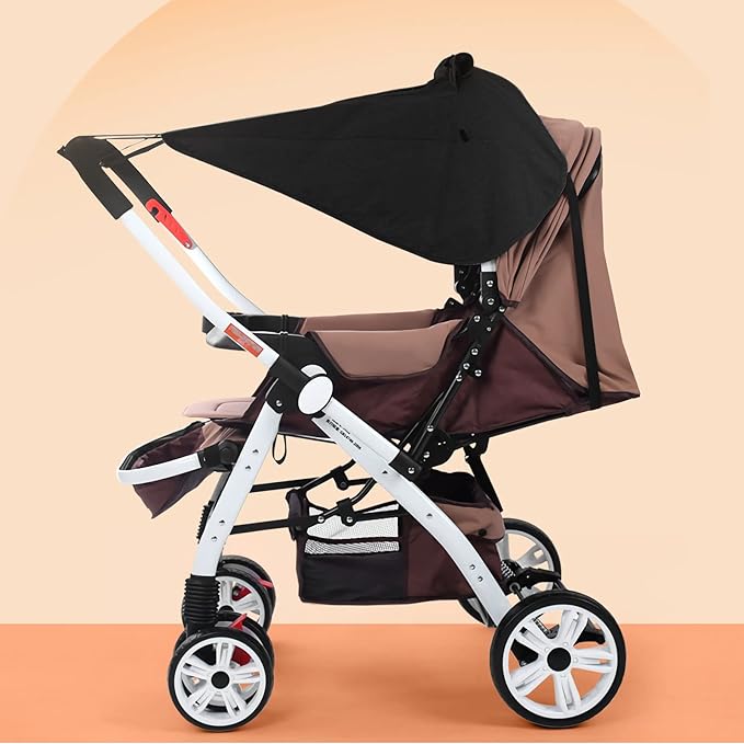 Universal Stroller Sun Shade UV Sun Protection Shade Blackout Cover Waterproof Baby Stroller Cover UPF50+ Pushchair Shield Canopy with Viewing Window Detachable Rain Sunshade Canopy Shield Pram Buggy
