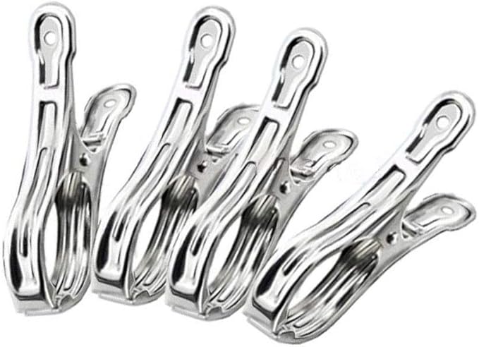 FOMMEN Metal ClothesPins,Row Cover Clips 20 Pack 3.5 Inch Stainless Steel Pool Towel Clips,Chair Clips for Beach Towels,Garden Clips，Greenhouse Clamps：Quilts, Blankets from Blow Away Or Decline
