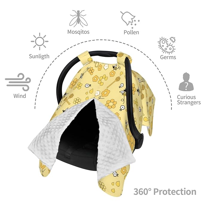 Bee Baby Car Seat Canopy Cover Multi Use Nursing Cover for Mom Nursing Covers Newborn Bee Shower Gift