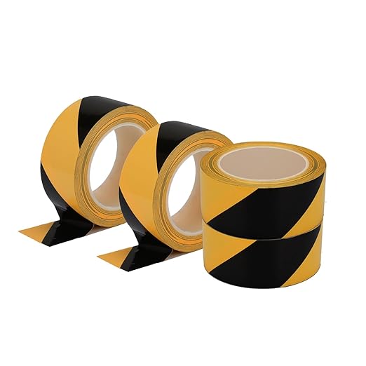Hazard Warning Safety Stripe Tape Caution Tape Roll Waterproof Anti Slip Non-Abrasive Self-Adhesive Floor Marking Tape (2”x 36 Yards, Yellow-Black, 4)