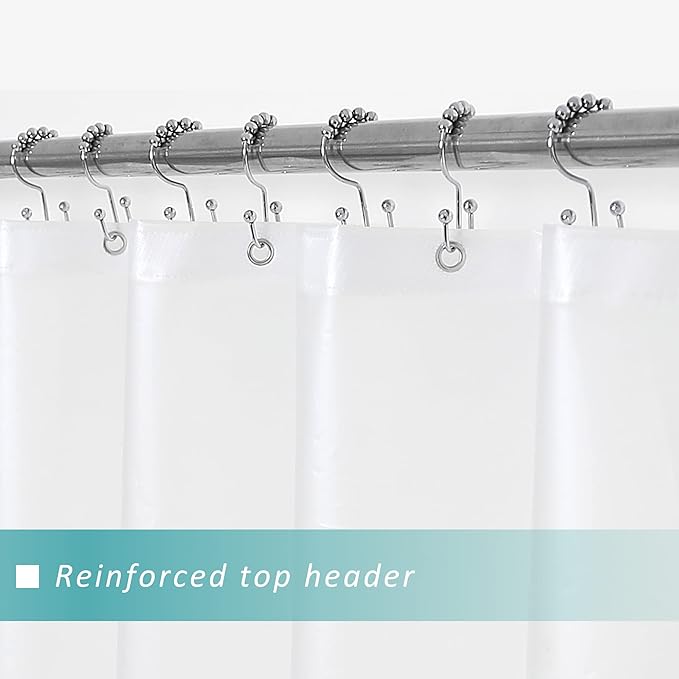 Mrs Awesome Short Shower Curtain Liner with 6 Magnets 72 x 66 inch Frosted Thick PEVA Waterproof Plastic Shower Curtain 72x66, Frost