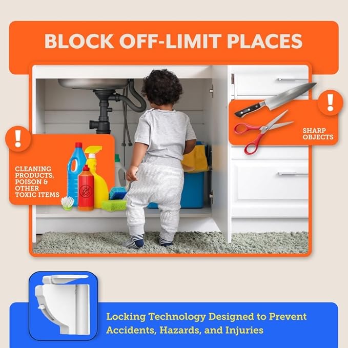 6 Pack Magnetic Cabinet Locks for Babies (with 2 Keys), Eco Baby Magnetic Baby Proofing Cabinet Locks, Child Locks for Cabinets Drawers Doors for Back to School, Easy Installation No Tools Required