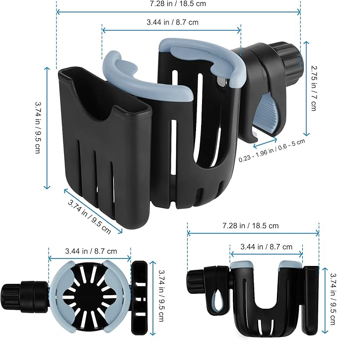 Accmor Stroller Cup Holder with Phone Holder, Universal Cup Holder, 2-in-1 Cup Phone Holder for Stroller, Bike, Walker, Wheelchair