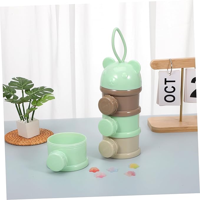 Box Storage Container Formula Mixer Blender Portable Powder Dispenser Formula Dispenser 4 Layers Milk Container Para Guardar Snack Container Travel Lait Boite Milk Powder Tool, Green