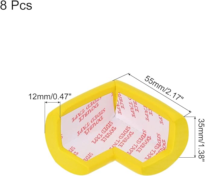MECCANIXITY 8 Pack Soft Corner Protector, Rubber Foam Furniture Proofing Corner Guards Edge for Fireplace Table Stair, Yellow