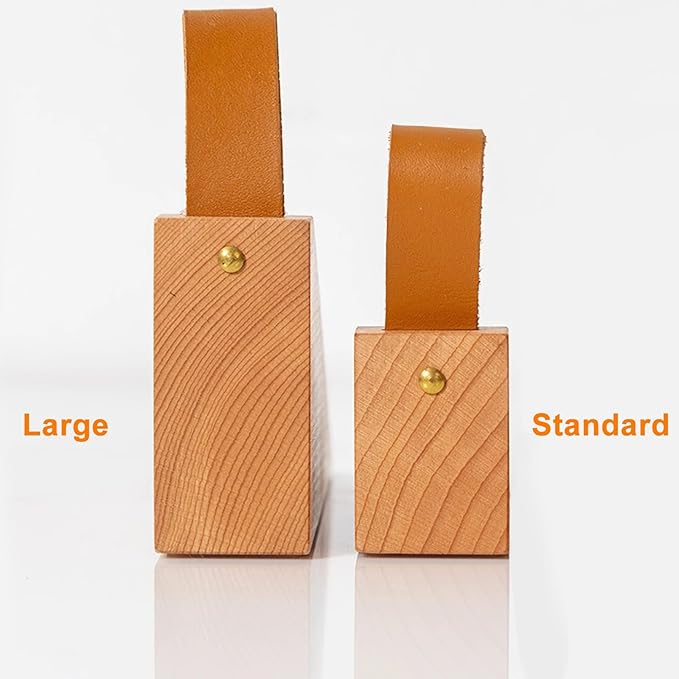 Large Wood Door Stopper, Solid Wooden Non-Slip Door Wedge, Sturdy and Durable Door Stop Wedges, Fit for Door Bottom Seam (0.2" - 2") Large 1 Pack