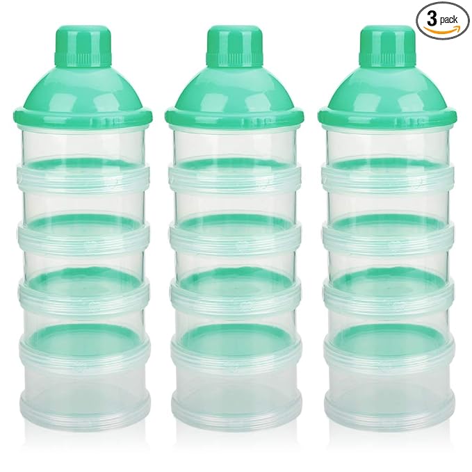 Accmor Formula Dispenser On The Go, 5 Compartments Stackable Formula Container for Travel, Baby Milk Powder Kids Snack Container, BPA Free