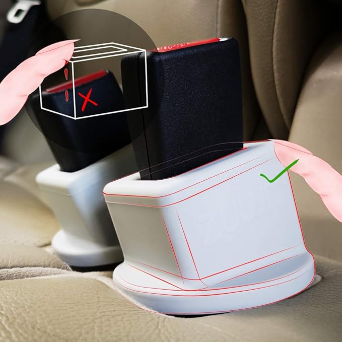 Seat Belt Buckle Holder – Easy Access to The Buckles of Rear Seats - Plug The Seat Belt in with Only One Hand – Friendly to Kids, and Passengers with Special Needs (Fluorescent x2)