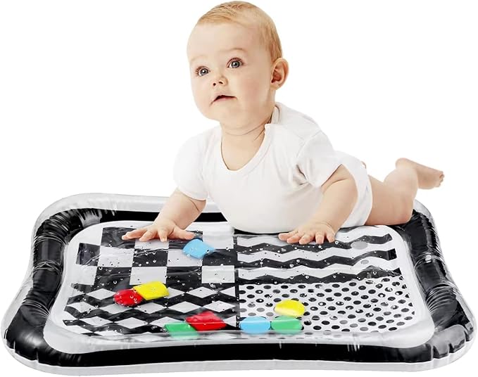 PandaEar 2 Pack Water Play Mat for Babies Floor, Inflatable Water Tummy Time Mat 0 3 6 12 Months, Water Pad Baby Sensory Mat, Baby Tummy Time Water Mat for Girl Boy Kids Infants Newborn