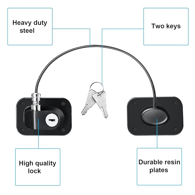 Hotop 4 Pack Fridge Cabinet Locks for Kids with Keys Self Adhesive Child & Baby Toddlers Proofing Mini Safety Locks for Refrigerator Deep Freezer Drawers Doors Latch(Black)