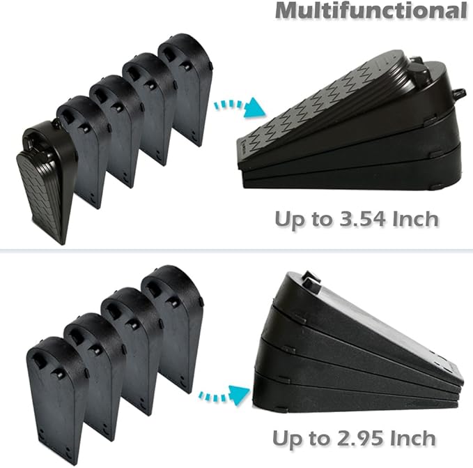 16Pcs Black Door Stoppers 2-in-1 Soft Rubber & Hard Plastic Design - Non-Scratch Finger Protector, Flexible Floor Gap Wedge for Home/Office, Modern Durable Door Stop Set.