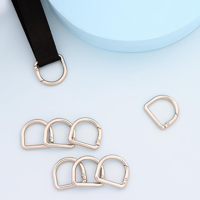 10pcs Metal D Ring Spring Key Hooks Keyring Clip for Keychain Buckle, Backpacks Handbag Purse Hardware, DIY Crafts