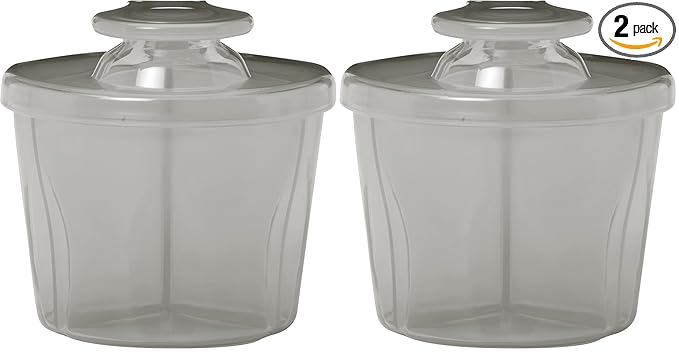 Dr. Brown's Baby Formula Dispenser with Snap-On Lid for On-The-Go Feedings, Milk Powder Dispenser for Traveling with Infant, Gray (Pack of 2)
