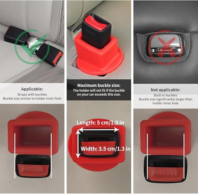 Seat Belt Buckle Holder – Easy Access to The Buckles of Rear Seats - Plug The Seat Belt in with Only One Hand – Friendly to Kids, and Passengers with Special Needs (Red x2)