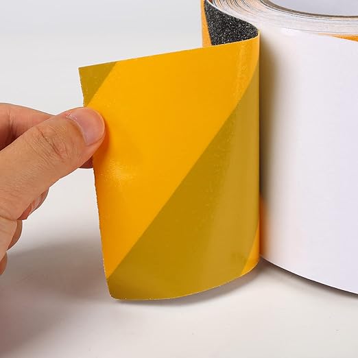 Anti Slip Tape for Stairs, 6in x 20ft Black and Yellow Grip Tape, Heavy Duty Non-Slip Traction Tape for Ramps, Floors, Truck Steps, Indoor/Outdoor Waterproof Safety Warning Tape
