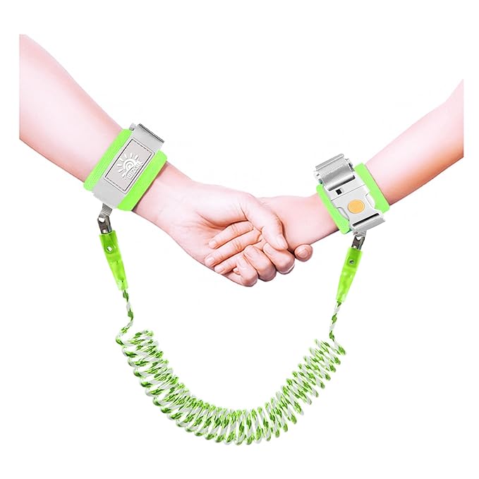Anti Lost Wrist Link,Toddler Harness Walking Leash with Induction Lock,Reflective Child Wrist Leashes for Baby,6.56ft Kids Leash for Supermarket Mall Airport Amusement Park Zoo Travel（Green）