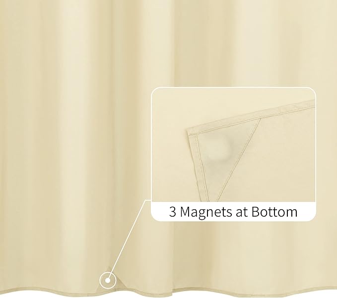 ALYVIA SPRING Long Fabric Shower Curtain Liner Waterproof - 72" x 78", Soft & Lightweight Long Shower Curtain with 3 Magnets, Machine Washable - 72x78, Cream