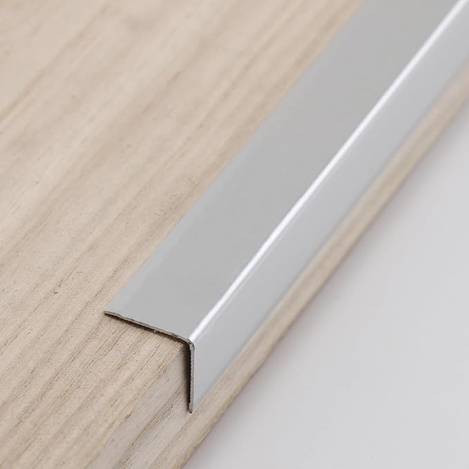 Aluminum Corner Guards, Peel and Stick L-Shaped Molding Trim for Wall Table Door Frame Protection and Decoration (Matte Silver, 3Pcs x 4.26ft x 0.8in)