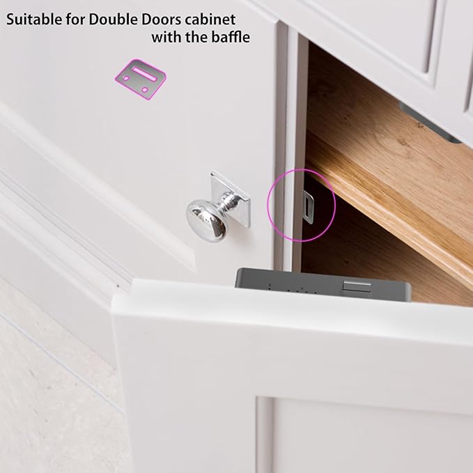 Cabinet Lock NFC RFID Card eLinkSmart Slim Hidden Drawer Lock for Child Safety Cupboard Door Liquor File Kitchen Pantry Furniture Double-Layer Drawer No Drilling Required Black