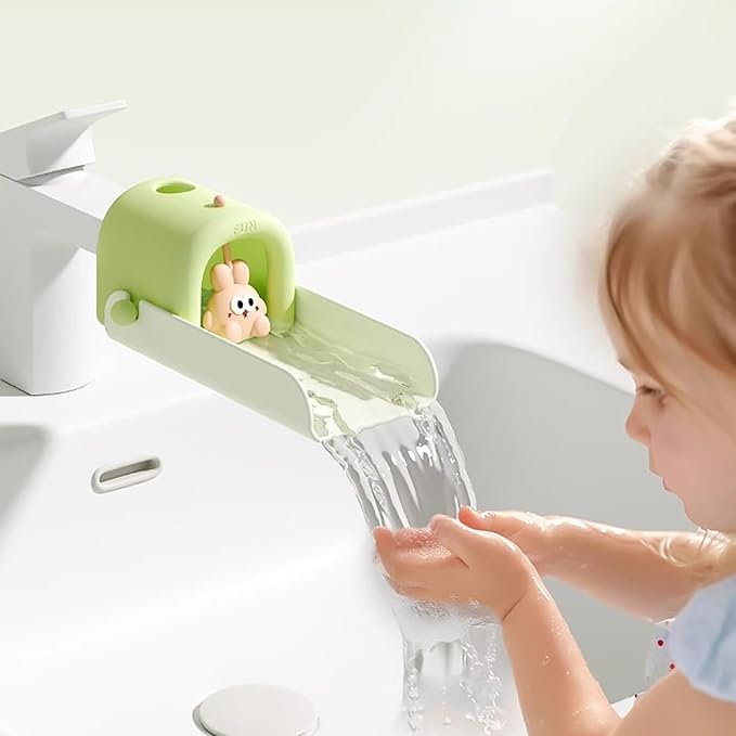 OLEWELL Faucet Extender Temperature Sensitive for Toddlers Silicone Sink Extender for Toddlers Faucet Extender for Babies Kids Children (Green)