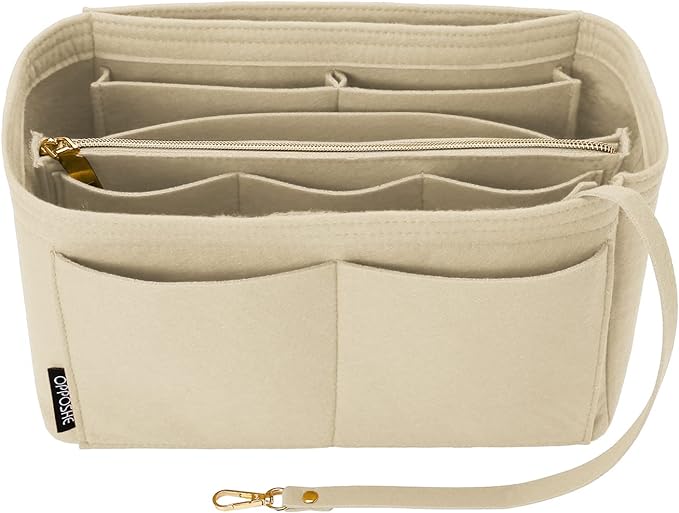 OPPOSHE Purse Organizer Insert for Handbags, Softened Felt Bag Insert Organizer for Tote, Compatible with LV, Coach, MK, Kate Spade, Goyard, Longchamp (Beige, XX-Large)