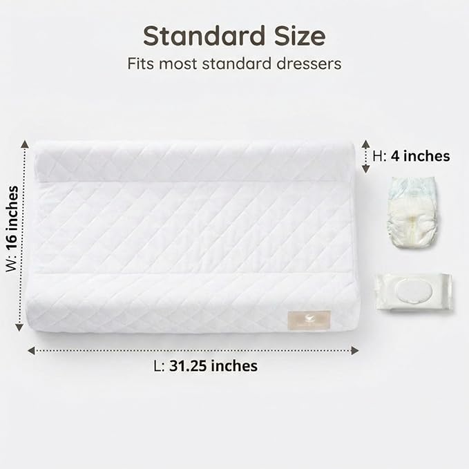 Contoured Baby Changing Pad – Waterproof & Breathable Diaper Changing Pad | Removable Washable Cover, Non-Slip Base & Safety Strap | Standard Size for Dresser & Changing Table Pads
