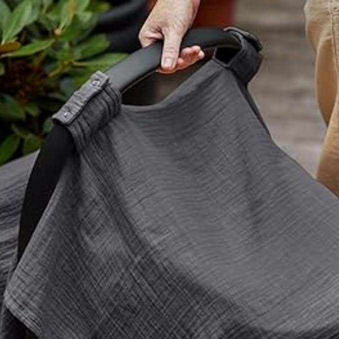 Car Seat Cover Baby - Organic Muslin Cotton - Carseat Canopy - 43" x 32" 2-Pack (Sage Green/Soft Grey)