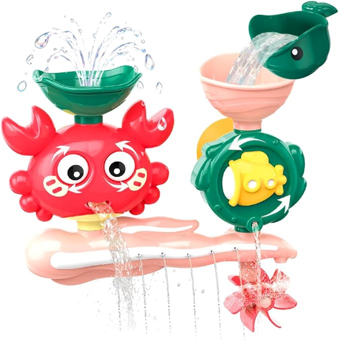 Baby Bath Toys for Kids Ages 1-3, Crab Bathtub Water Toys for Toddler 2-4, Mold Free Bath Toys W/ Suction Cup for Babies 6-12 Months Boys Girls Infant Gifts (Pink)
