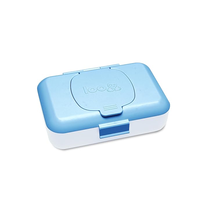 Kids Flushable Wipes Dispenser – Fits Standard Size Flushable Wipes Only – No-Drill Suction Mount, Blue Potty Training Bathroom Wipe Holder