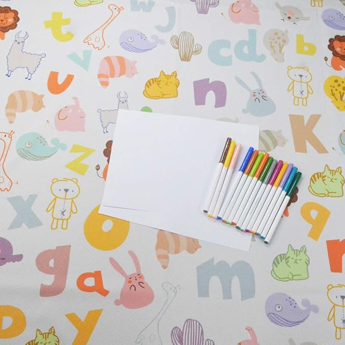 Baby Splat Mat for Under High Chair and Arts and Crafts, 51" Waterproof Wipeable Floor Protector, Anti-Slip Washable Splash Mat