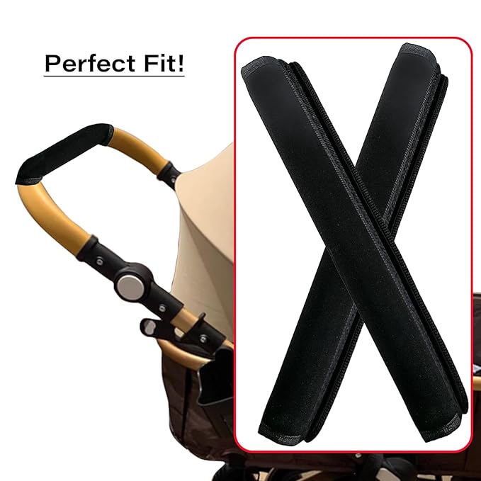 2Pcs 13.38 * 5.51inches Stroller Handlebar Cover,Pushchair Armrest Handle Protector Cover,Pram Bumper Bar Dustproof Handle Gloves Replacement Removable Universal Protective Case Grip Bar Covers