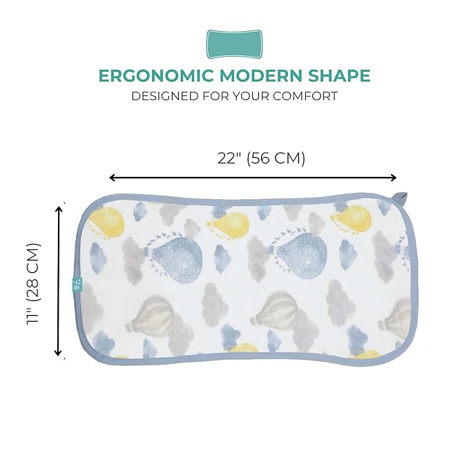 Featherhead™ 5-Pack Muslin Burp Cloths for Baby Boy Large 22" X 11" - Ultra Soft & Extra Absorbent Cotton Terry Backing (Blue Balloons)