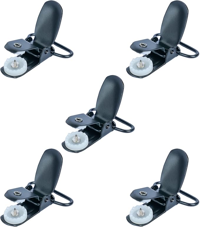 MELOTOUGH 1 Inch Suspender Clips Metal No Slip Suspender Clip with Plastic Gripping Teeth(Black,5pcs)