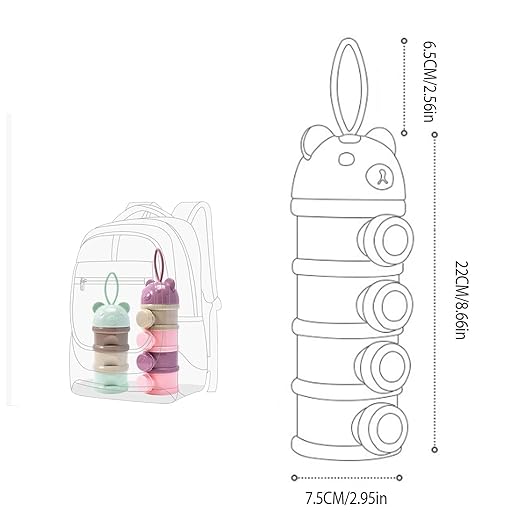 2 PCS 4-Layer Baby Milk Powder Dispenser, Stackable Formula Container for Travel, Portable Snack Storage Box