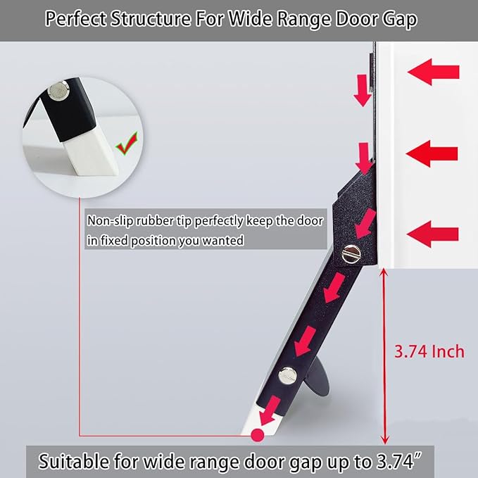 No Drilling Door Stopper Hold Door Open, Self Adhesive Door Stop, Door Stoppers for Bottom of Door, Kickdown Door Stop, Heavy Duty Door Wedge Catch, Easy Installation