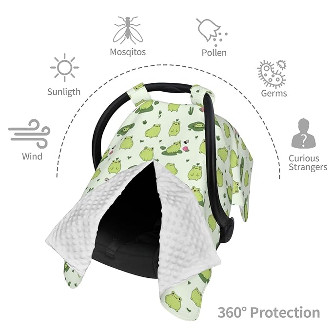 Frog Baby Car Seat Canopy Cover Multi Use Nursing Cover for Mom Nursing Covers Newborn Frog Shower Gift