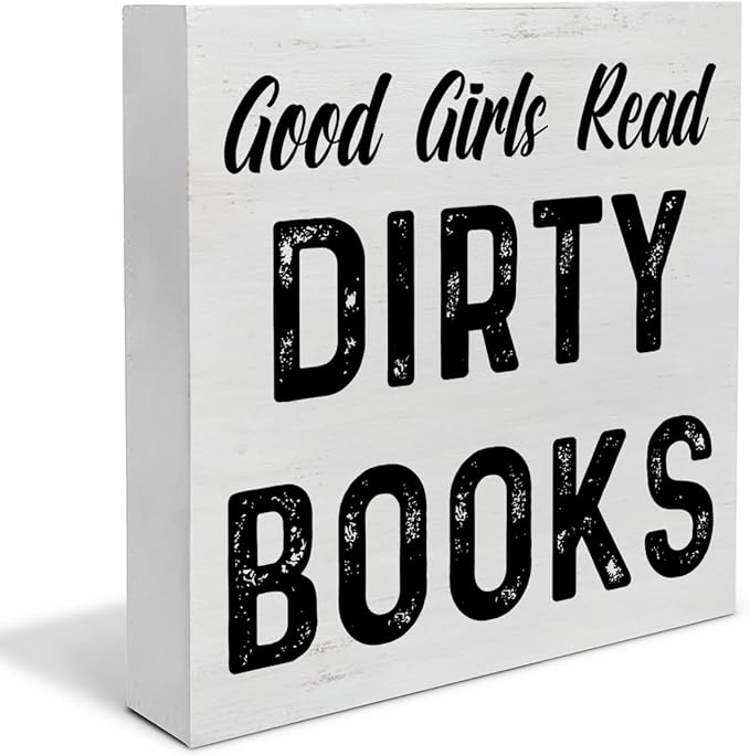 Yidou Book Quote Wooden Decor Box Good Girls Read Dirty Books - Rustic Home Shelf Wall Decor
