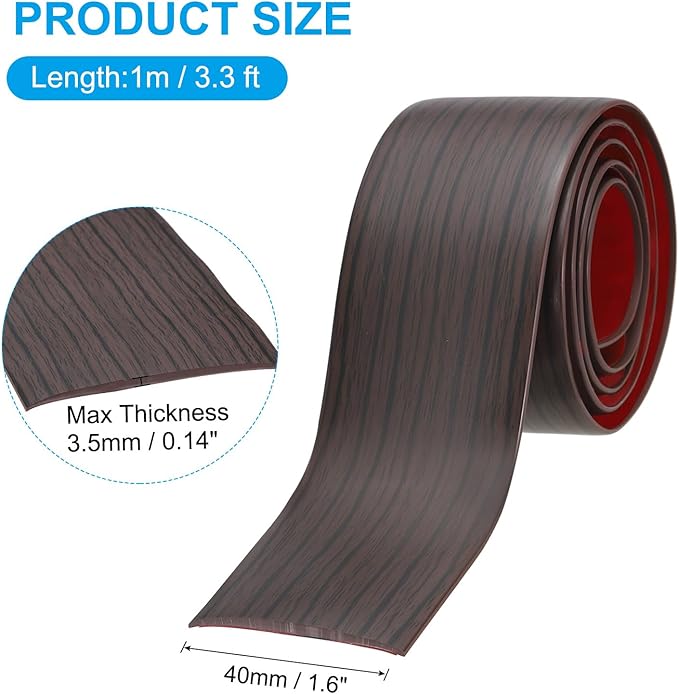 PATIKIL Self Adhesive Floor Transition Strip 1.6 in x 3.3 Ft, Vinyl Laminate Floor Flat Divider for Joining Floor Gaps Doorways Carpet Cover Floor Tiles Black Walnut