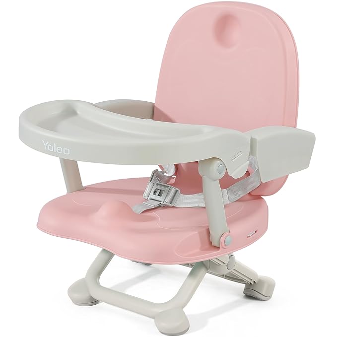 YOLEO Baby High Chair Booster Seat for Dining Table, Foldable High Chairs with Adjustable Heights, Travel Booster Seat with Removable Tray