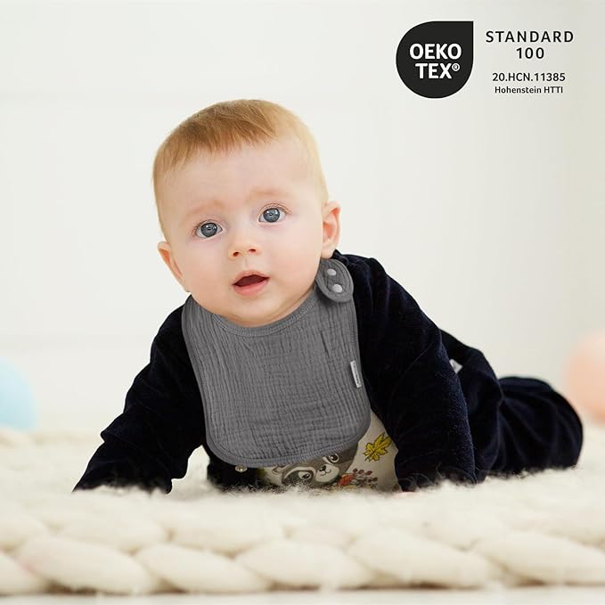 Muslin Bibs for Baby Boys Girls,Organic Muslin Baby Bib for Drooling and Teething,Soft Bandana Drool Bibs 5 Pack