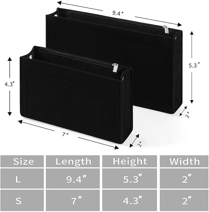 Joqixon Mini Felt Purse Organizer Insert Small Tote Bag organizer with Zipper