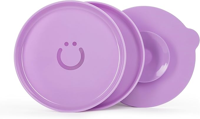 Ubbi Silicone Suction Plates for Babies & Toddlers, 2-Pack – 2 Plates + Interchangeable Stay-Put Suction Base, High-Wall Plates for Baby-Led Weaning, BPA-Free Dishwasher Safe, Smoothie Purple