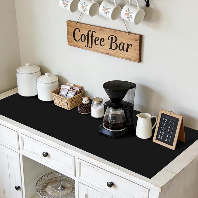 Extra Large Silicone Mat for Kitchen Counter 39.4"x23.6" Silicone Table Mat for Resin Workbench Mat Heat Resistant Mat Coffee BarMat, Black Thick 2MM