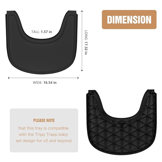 HLVEIN for Stokke Tripp Trapp Tray,Black-Smooth Surface Powerful Suction,Easy to Clean,Compatible with Stokke Tripp Trapp Chair(V2 and Beyond),Made with BPA-Free Plastic