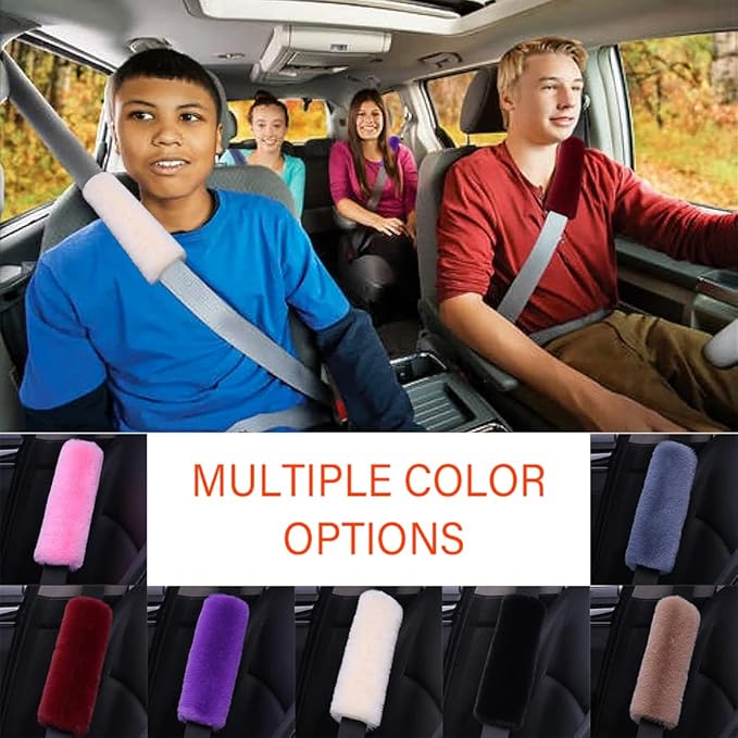 2PCS Fluffy Car Seatbelt Covers - Soft&Comfortable Plush Seat Belt Cushion Protects Shoulder - Universal Seat Belt Covers for Adults or Children Fits Car Truck SUV Van RV (Pink/2pcs)