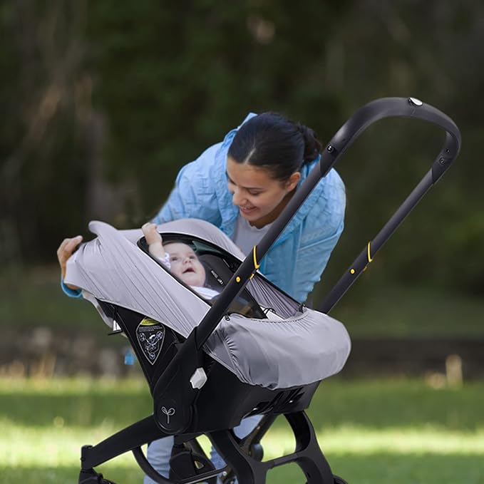 Car Seat Covers for Babies, Original Infant Car Seat Cover for Boys Girls, Kick-Proof Carseat Canopy with Adjustable Breathable Mesh Peep Window & Pocket, Universal Carrier Cover Newborn Shower Gift