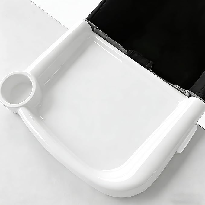 Portable Baby Dining Tray Compatible with Ingle-sina Fast Table Chair Fits 6–36 Months Babies, BPA-Free Plastic & Dishwasher Safe, Mess-Free & Deep Edge Spill Guard, Home & Travel Use - White
