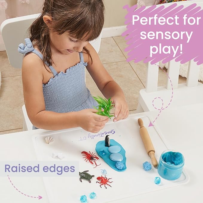 White - Premium Silicone Placemat for Toddlers - Non-Slip, Easy Clean Design, Kids Placemats for Dinning Table, Sensory Play, Portable, Perfect Mess-Free Mealtime & Playtime
