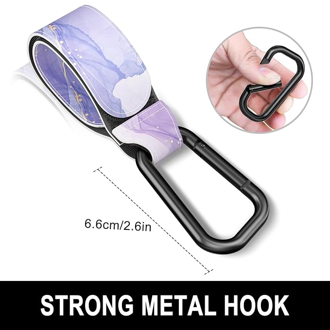 Baby Stroller Hooks for Hanging Bags, Universal Stroller Clips Accessories, Mommy Hook for Diaper Bag, Shopping Cart, Purse, Backpack - 2 Pack, Dream Purple